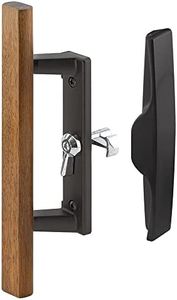 Prime-Line Products C 1259 Sliding Glass Door Handle Set, 3-15/16 in, Diecast & Wood, Black, Hook Style, Internal Lock