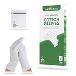 L Large 2 Pairs 100% Premium Cotton Gloves for Dry Hands | Moisturizing Overnight Gloves for Eczema, Psoriasis & Skin Spa Treatment for Women & Men | Washable & Reusable with Free Laundry Bag