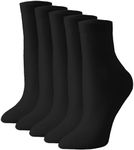 Irisbear Crew Socks for Women Bamboo Viscose Quarter Crew Socks Aesthetic Soft Lightweight Ankle Dress Socks, Black, 5-9