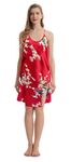 Trifolium Kimono - Silky Satin Bath Gown with Peacock & Blossoms Print Chemise Red Factory Label M UK 14-16 (NG8701-M-RD-NT)