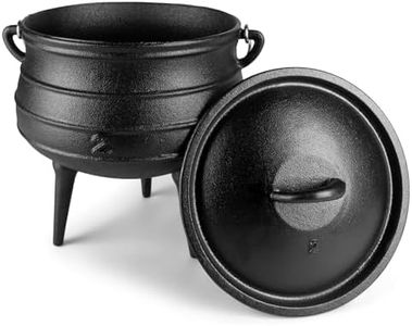 Bruntmor Pre-Seasoned Cast Iron Cauldron | African Potjie Pot with Lid | 3 Legs for Even Heat Distribution - Premium Camping Dutch oven Cookware for over-the-fire Cooking - 6 Quarts (Medium)