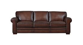 Hydeline Brookfield 100% Top Grain Leather Sofa Couch, 241cm, Caramel Brown