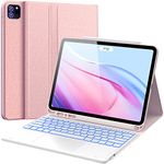 CHESONA Touchpad for iPad Pro 12.9 Case with Keyboard, Keyboard (for iPad Pro - 6th/5th/4th/3rd Generation) 12.9-inch, Detachable Bluetooth Keyboard with 7-Color Backlight, 2 Bluetooth Channels, Pink