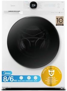 Midea MF200D86WB-14EAS Waschtrokner, 8/6kg Waschen/Trocknen, Inverter Mortor, 60 Min. Waschen und Trocknen, Steam Care, Turbo Wash, 48 cm tief, APP-Steuerung, AquaStop