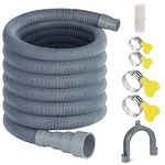 Elyfree 16.4ft Washing Machine Drain Hose, Universal Drain Hose Extension Kit for Washer, Dishwasher, Flexible Discharge Hose for LG/GE/Samsung, Fit up to 1-1/2 Inch Drain Outlets (16.4)