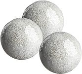 WHOLE HOUSEWARES | Decorative Balls | Set of 3 Glass Mosaic Orbs for Bowls | 4" Diameter | Table Centerpiece | Coffee Table and House Decor (White)