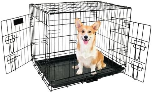 Yivke Dog Crate, 36-Inch Dog Cage Double Door Foldable Dog Kennel with Leak-Proof Tray, Metal Wire Heavy Duty Pet Animal Crate for Outdoor Indoor,36L x 23W x 25H Inches, Intermediate Dog Breed, Black