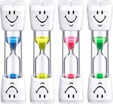 4 Pieces Kids Toothbrush Timer Smiley Tooth Brushing Sand Timer Set Kitchen Timer 2 Minute Sandglass Timer for Kids Games,Cooking, Classroom, Tooth Brushing Time