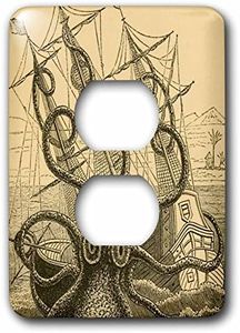 3dRose LSP_164907_6 Gigantic Colossal Octopus Sea Monster Kraken. Pierre Denys De Montfort 2 Plug Outlet Cover