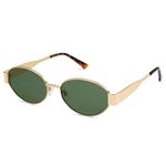 SOJOS Retro Oval Sunglasses for Women Men Trendy Sun Glasses Classic Shades UV400 Protection SJ1217 Gold/Green Lens