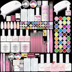 Saviland Acrylic Nail Kit with Everything for Beginners - Acrylic Powder & Liquid Set Nails Tips Glue Gel Kit Gel Nail Polish U V Light for Nail Art Professional Acrylic Nail Kit for Home DIY