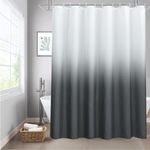 UFRIDAY Ombre Dark Grey Shower Curtain 72 x 72 inch,Water Resistant Decorative Gradient Print Bathroom Spa Hotel Fabric Shower Curtain Liner with 12 Grommets