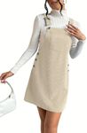 Milumia Women's Corduroy Button Front Straight Pinafore Overall Mini Dress with Pocket Apricot Small