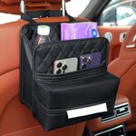 TepTupGa Car Seat Back Organizer, Waterproof Car Backseat Organizer with Tissue Holder Hanging Car Storage Bag for Phones Documents Cups Bottle Travel Compatible with Most Vehicles