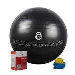 B fit Exercise Heavy Duty Gym Ball for Workout, Pregnancy, Physical Therapy, Core Strength Training - Non-Slip Stability Swiss Balance Ball, Anti Burst Yoga Fitness Ball Chair (Size 65 cm, Black)