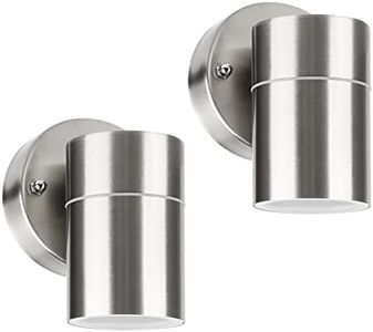 Glirowy 2 Pack Modern Stainless Steel Outdoor Wall Light, Down Outside Wall Light, IP44 Waterproof, Ideal for Garden Entrance Corridor Courtyard, Use GU10 (Not Included)