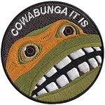 Cowabunga It is Embroidered Hook-Backed Morale Patch, Embroidered Patch Sew on Appliques Decorate Badge Hook-Backed Morale Patches Emblem DIY Accessories 3 Inch