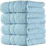 All Design Quick-Dry, Soft, High Absorbent 100% Cotton Towels for Bathroom Guests Pool Gym Camp Travel College Dorm (4 Piece Hand Towel Set, Blue)
