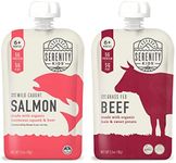 Serenity Kids Surf & Turf Baby Food Pouches Bundle | 6 Each of Wild Caught Salmon & Grass Fed Beef (12 Count)