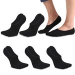 REKYO 5 Pairs Men's Toe Socks Cotton Low Cut, 5 Finger Socks for Men Breathable And Soft, 39-46, Black - Short