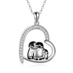 Penguin Family Necklaces Penguin Gifts 925 Sterling Silver Hugging Penguins Cute Animal Jewellery for Women