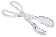 KitchenCraft KCSALTONGS Salad Tongs, Scissor Style Plastic Salad Server Set,Transparent,29 cm