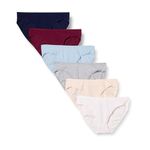 Amazon Essentials Women's Cotton Bikini Brief Underwear (Available in Plus Size), Pack of 6, Cool Colors/Warm Shades, 12