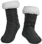 BenSorts Winter Thick Slipper Socks for Men Warm Cozy Fleece House Socks Slipper Non Skid with Grippers Stocking Stuffers Christmas Gifts Gray