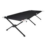 TETON Sports Camping Cot with Patented Pivot Arm - Folding Camping Cot for Car & Tent Camping - Durable Canvas Sleeping Cot - Portable Camping Accessory - 85.5" x 35.5" - Universal Black