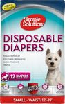 Simple Solution Disposable Dog Diapers for Female Dogs, Leak Proof with Wetness Indicator, Puppy & Doggie Period Pad and Pee Diaper, for Small Pets, Small - Waist 12–19-Inch, Weight: 10 - 25 lbs