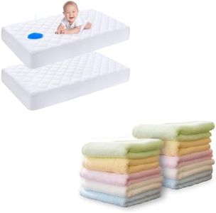 Yoofoss Waterproof Crib Mattress Protector 2 Pack & Luxury Washcloths Towel Set 10 Pack