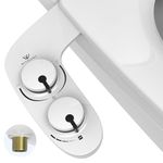 Bidet Attachment for Toilet UK - WITHLENT Self-Cleaning Non-Electric Cold Water Bidet Toilet Seat Attachment with Pressure Controls,Dual Nozzles for Frontal & Rear Wash (White)