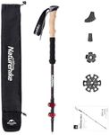 Naturehike Carbon Fiber Trekking Poles – Collapsible and Telescopic Walking Sticks with Natural Cork Handle and Extended EVA Grips, Ultralight Nordic Hiking Poles for Backpacking Camping
