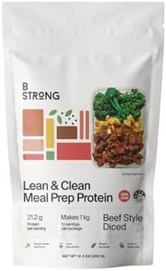 B Strong - Lean & Clean Meal Prep Protein - Beef Style Diced, 350 g, Made from Wheat & Soy, Non-GMO, Low Fat, Good Source of Dietary Fibre, Full Essential Amino Acid Profile, Vegan
