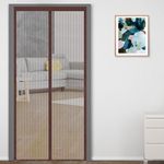 Classic Mosquito Net for Door Polyester Magnetic Curtain Auto Closing Insect Screen for All Door Types with Self Adhesive Hook Tape(210X105cm,Brown)