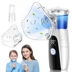 Qenaro Mesh Nebulizer for Kids and Adults, Handheld Design for Home and Travel Use, Lightweight with Digital Display and Adjustable Mist - White