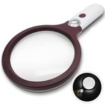 Jumbo Handheld 4X Magnifying Glass with 4 Ultra Bright LED Lights & 25X Zoom Lens, [Upgraded] Adjustable Brightness Level Illunimated Magnifier for Reading Small Prints, Aging Eyes Seniors & Hobbies