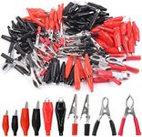 Mardatt 108 Pcs 10 Type Metal Alligator Clip Clamp Assortment Kit Red Black Crocodile Electrical Test Clamps Connector Jumper Helper with Protective Insulation Cover