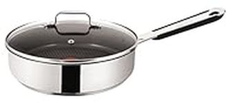 Tefal Jamie Oliver E7633314 25cm Sautepan with Glass Lid Everyday Stainless Steel Range pan, 2.8 liters