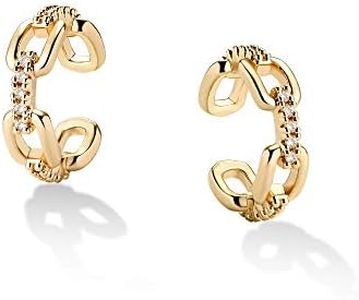 VACRONA Cubic Zirconia Ear Cuff 14K Gold Plated Earrings Round Cuff Sparkling Non-Pierced Earrings Helix Wrap Ear cuff Hypoallergenic Earrings for Jewelry Gifts