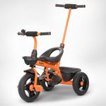 Baybee Trilo 2 in 1 Baby Tricycle for Kids, Smart Kids Tricycle with Parental Push Handle, Eva Wheels, Bell, Footrest & Baskets | Kids Cycle Trikes | Baby Cycle for Kids 2 to 5 Years Boy Girl (Orange)