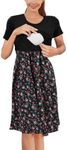 PARNIXS Fashion Women's Short Sleeve Breastfeeding Nursing Dress Maternity Dresses, Pattern 01, Large