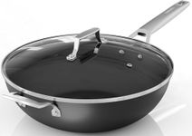 MSMK 12.5 inch Wok pan with lid, Pro Nonstick, Scratch-Resistant, Resistant to high temperatures, Even Heat Distribution Base, Compatible with All stovetops