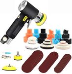 1/2/3 Inch Mini Orbital Sander 48pcs Dual Action Random Orbit Sander Polishing Set, High Speed Hand-held Air Powered Sander Polisher Machine with Sponge & Wool Pads & Sandpapers (Black Sander Set)