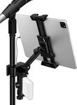 LZSIG Updated Tablet & Power Bank Mount Holder for Mic Stand, Adjustable Microphone Music Stand iPad Phone Clip Stand, Compatible with iPhone, Android, All 4.7 to 13.5-inch Smartphones (XL)