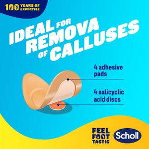 Scholl Callus Remover Pads for Feet – 4 Salicylic Acid Discs & Cushions