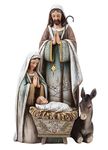 Joseph Studio Holy Family with Donkey Wood Grain Look Figurine 10.5 Inch