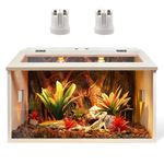 Prolee Reptile Terrarium, Lizard Tank Up to 68 Gallons, Bearded Dragon Tank with Roof Door, Snake Tank with Built-in Lamp Fixture and Switch (21 Gallon, 24" Long, Openable Wood Roof)