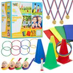 Outdoor Games Play Equipment for Kids Family Garden Toys Sports Day Kit Egg and Spoon Race Ring Toss Sack Race Bean Bags Snakes and Ladders (Deluxe Sports Day Kit)