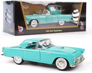 LUCKY DIE CAST 1955 Ford Thunderbird 1/18 Scale Die-Cast Metal Model Premium Classic Vintage Alloy Cars with Display Case, with Opening Doors, Best Gift for Men, Dad & Kids 14+ Years (Blue)